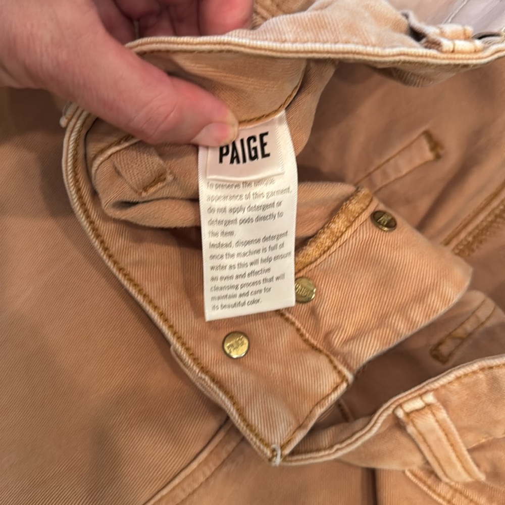 PAIGE Anessa Wide Leg Cropped Jeans Size 28 Tan - Picture 10 of 16
